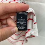 Rue 21  women’s white red‎ striped short sleeve stretch relaxed v-neck loose shirt Photo 2