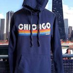 5/$65 Port & Co Womens Hoodie Sz‎ S Navy Blue Chicago Illinois Sweatshirt 70s Photo 0