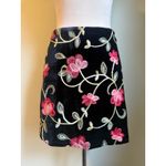 Tixxi Black Velvet Floral Embroidered Mini Skirt S boho whimsigoth fairy Y2K red Photo 1