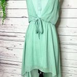 Forever 21 Seafoam Green Gingham High Low Casual Dress Size Medium Sleeveless Front Tie Photo 5
