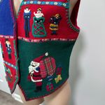 Erika  Classics Clothing Company Christmas Holiday Wool Vest Santa Carolers Red Photo 3