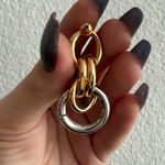 Mixed Metal Round Chain Link Dangle Earrings in Gold & Silver Photo 2