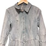 Free People  Thea Blue Denim Long Bell Sleeve Mini Dress Size Small Photo 7