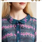 Modcloth  sheer navy button down ballerina blouse Photo 0