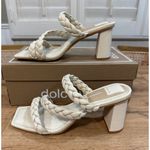Dolce Vita Pang Heeled Sandals Ivory Stella Size 8 NIB Braided Slip On Strappy White Photo 2