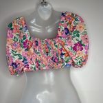 Anthropologie  Abel The Label Floral Crop Top puff sleeves bright size small Photo 2