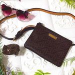 Liz Claiborne  Dark Brown Chocolate/Caramel Pattern Adjustable Belt Fanny Pack Photo 0