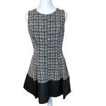 Ralph Lauren Lauren Womens Tweed Faux Leather Trim Fit Flare Dress Size 6 Career Photo 1