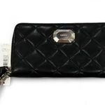 DKNY Black Leather Wallet W Wristlet Strap Zip Around Style (w Defects) Photo 0