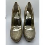 Guess Gold Glitter High Heel Closed Toe Pump Size 8M Photo 16