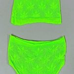 Neon Lime Green Leaf Fishnets Fishnet Bra and Bottoms Coords Matching Set O/S 💚 Photo 2