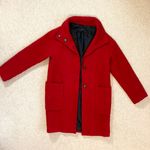 ZARA Double Breast Fuzzy Red Peacoat Sz XS Photo 5