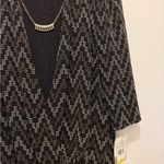 Alfred Dunner Black and White Zigzag Gold Cardigan Size L Photo 2