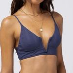 L Space Bikini‎ Top Womens XL Blue Siren Wired Ribbed Swimwear Photo 0