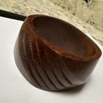 Wooden Handcrafted Wide Bangle Bracelet 7 3/4 Inch Brown Wood Photo 5