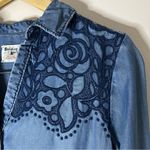 Anthropologie Holding Horses  Blue Chambray & Crochet Top Size Small Boho Western Photo 2