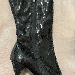 Yoki Black Sequins Thigh High Size 10, 5 inch Heels Photo 3