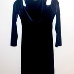 Aqua Dresses Aqua Brand Cut Out Shoulder Navy Blue Velvet Dress Photo 1