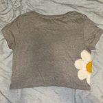 Altar'd State  Gray Tee with Crochet Daisy Photo 1