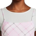 No Boundaries NWT  Layered T & Pink Plaid Slip Dress Set Photo 2