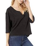 Free People We the Free Head In The Clouds Linen Blend Tee Black Size Small Photo 2