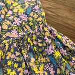 Free People Floral MIDI Skirt Smock Waist Yellow Gray Green Blue Small Photo 5