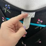 Vintage Women's Expo Black Long Sleeve Knit Floral Embroidered Sweater Dress 8 Photo 4