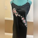 Vintage‎ California Dynasty Long Nightgown Black with Pink Embroidered Flower Size XL Photo 2