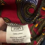 Zuri Kenya Button Down Shirt Size 2X Red Swirl Waves Print Cotton Art To Wear Photo 3