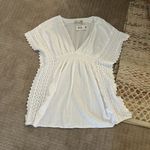 Beach pool coverup mini dress with lace ! Summer coastal resort loungewear Size XL Photo 0