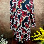 Shavonne Dorsey Chain/Rope Print Asymmetrical Blouse Red/Black L Red Size L Photo 9