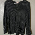 Juicy Couture Size Medium  Metallic Stripe Top | Y2K Glam Tie-Front Blouse Photo 0
