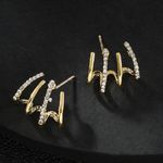 multi huggies，gold huggies with cubic zirconia stone Gold Photo 1