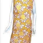 Vintage 70s Floral V Neckline Shift Dress Yellow Medium Women, Vintage Clothes Photo 7