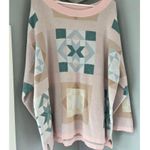 Lands' End Women's XXL Pink Geometric Cotton Crewneck Sweater Photo 0