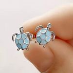 Sterling Silver 925  Sea Turtle Stud Earrings Photo 3