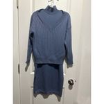 2 pcs sweater turtleneck bodycon dress set Blue Photo 2