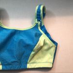 Glamorise Sports Bra Elite Performance Double Layer Bra Blue & Green Sz 34D GUC Photo 2