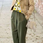 ZARA Top Cropped Lemon Grove Reversible Sleeveless Yellow Olive Green Cream Photo 1