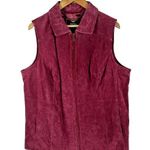 Dennis Basso  Suede Vest Womens Sz 1X Plus Genuine Leather Wine Burgundy Full Zip Photo 0