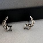 CZ Angel Wings Stud Earrings for Men Women,Streetwear Punk Hip Hop Unisex Style Silver Photo 1