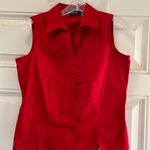 Hillard & Hanson  Womens Stretch Red Sleeveless Button-Up Shirt - Size M Photo 2