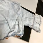 We Wore What NWT  Crop Top Comfort Denim Super Light Stone Wash Ruffle Sleeves sz L Photo 9