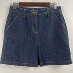 Boden dark wash mini denim front slit seam skirt size 8 Blue Photo 0