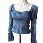 REWASH NWT,  Totally Tie Dye Smocked Ruffle-Trimmed Top Blue, Sz M Photo 5