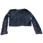 Eesome Navy Cropped Knit Sweater Blue Photo 1