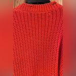 ZARA ‎ Flame Orange Distressed Ripped Oversized Cropped Knit Sweater Size Small Photo 13