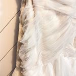 Casablanca Womens 12 Champagne Ivory Tulle Mermaid Ruffle Skirt Wedding Dress White Photo 2