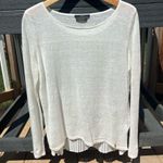 SET Women’s German Designed 100% Linen Long Sleeve Pleated Back White Top Sz 4 Photo 0