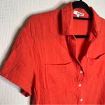 Madewell  | Vibrant Orange‎ Shirt XS Crop Textured Loose Top Photo 1
